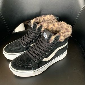 Cheetah fur lined high top Vans